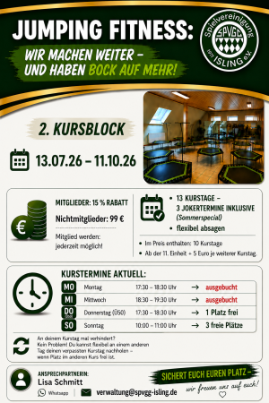 Flyer zum 2. Kursblock Jumping